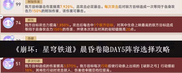 崩壞星穹鐵道晨昏卷隱DAY5陣容怎麼選-晨昏卷隱DAY5陣容選擇攻略
