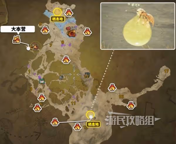 《怪物獵人:荒野》大回復蜜蟲地圖點位