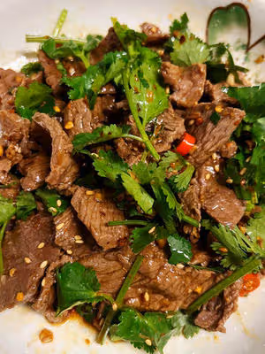不用爆炒的香菜拌牛肉