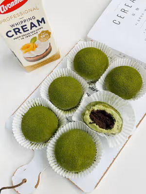 一次成功！抹茶奧利奧大福 有顏有料超好吃！