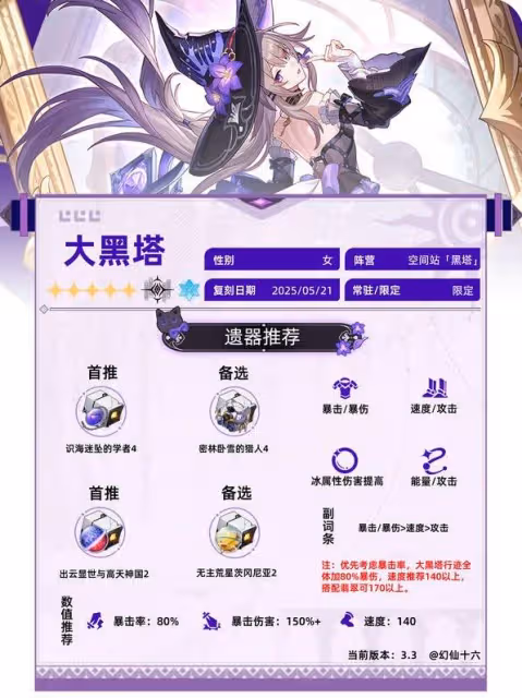 《崩壞:星穹鐵道》大黑塔3.3版本培養攻略