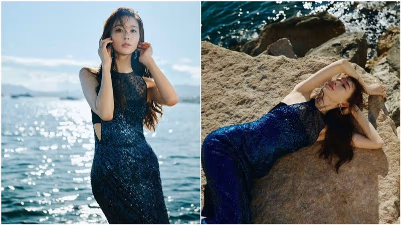 人間美人魚上岸！林志玲「藍色鱗片」禮服美炸　溫柔喊：把故事散播出去