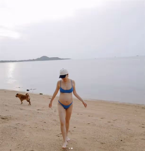 懷孕也超辣！楊祐寧妻Melinda挺三胎穿比基尼　真實身材曝光網友嚇壞了