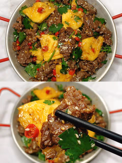 嫩滑清爽涼拌菜～夏季強烈推薦！香菜菠蘿牛肉