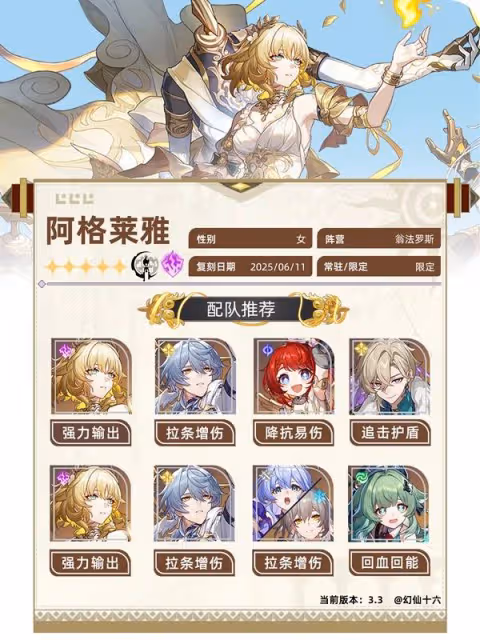 《崩壞:星穹鐵道》阿格萊雅3.3版培養指南