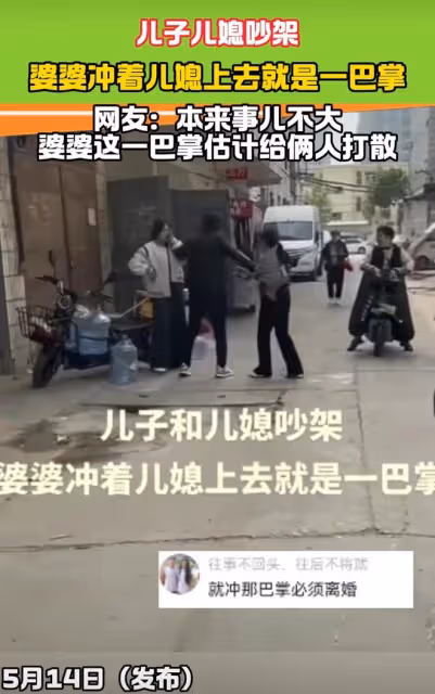 兒子兒媳吵架，婆婆衝上去給兒媳一巴掌，網友：就沖那巴掌必須離