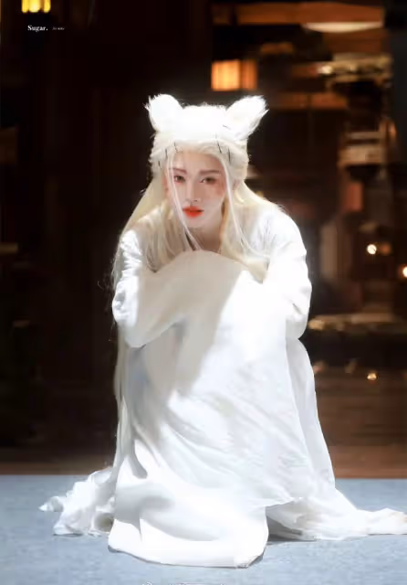 鞠婧禕白髮狐耳生圖絕美,陳都靈美成了建模,水下劇照冰肌玉骨!
