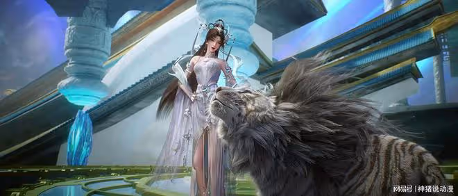 大美女邀月公主正式亮相，大長腿配白裙太誘人，還得了一個戰仆