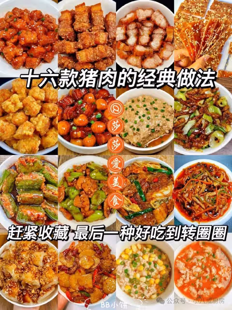 十六種豬肉經典做法，再也不用點外賣！