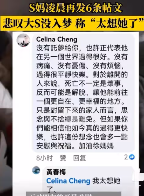 大S離世四月,小S瘦的撐不起衣服!S媽心痛凌晨連發6文!兩點才停