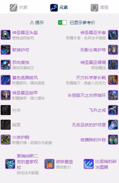 WLK懷舊服P5階段:元素薩BIS裝備搭配推薦