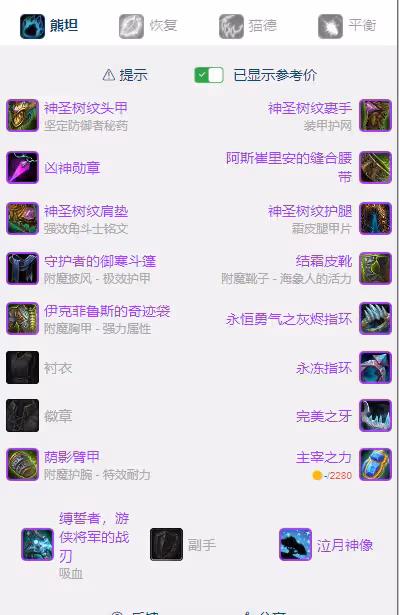 WLK懷舊服P5階段：熊德BIS裝備搭配推薦