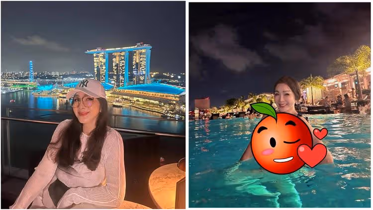 陳美鳳出國大解放「濕身超低胸比基尼」　網讚：好美的美人魚！
