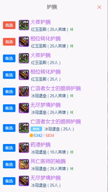 WLK懷舊服P5階段:鳥德BIS裝備搭配推薦