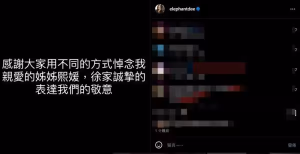小S喪姊14天發文了！全黑底圖吐32字心聲：我親愛的姊姊