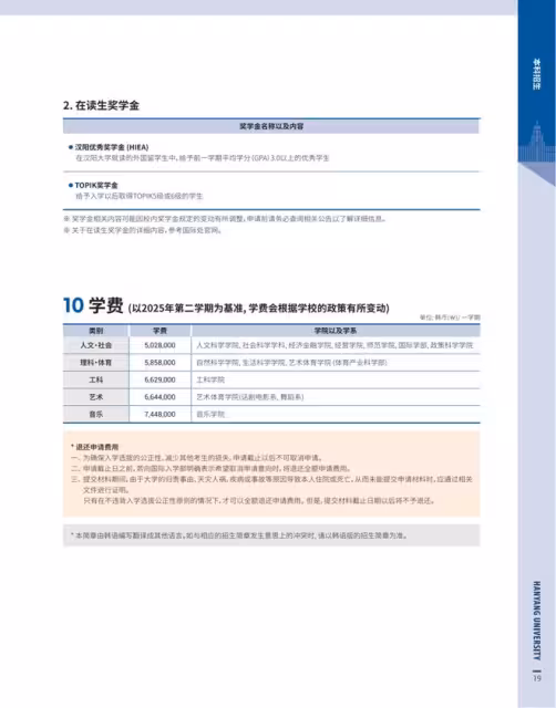 【招生簡章】26年3月入學韓國漢陽大學首爾校區本科