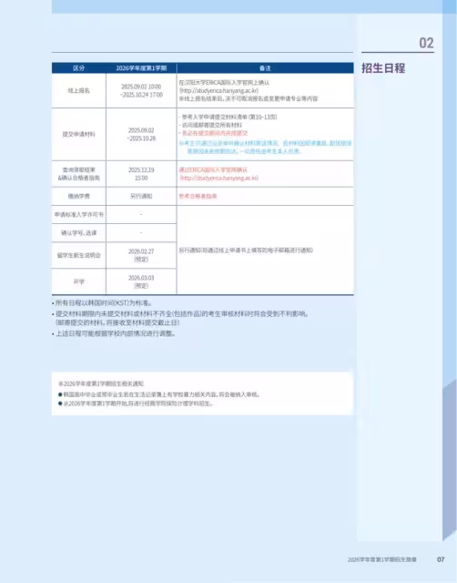 【招生簡章】26年3月入學韓國漢陽大學ERICA校區本科