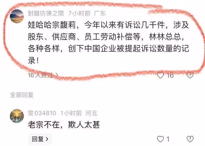 後院起火！寧波等地十幾家公司發難，宗馥莉施幼珍和三叔同為被告