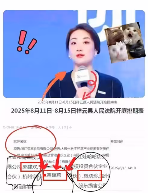 後院起火！寧波等地十幾家公司發難，宗馥莉施幼珍和三叔同為被告