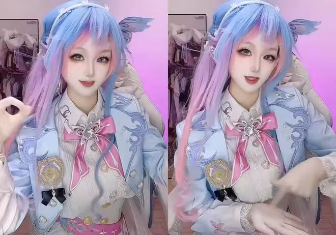 唐舞桐永劫無間聯動cos,粉藍長發絕美,衣服建模比動漫還美!