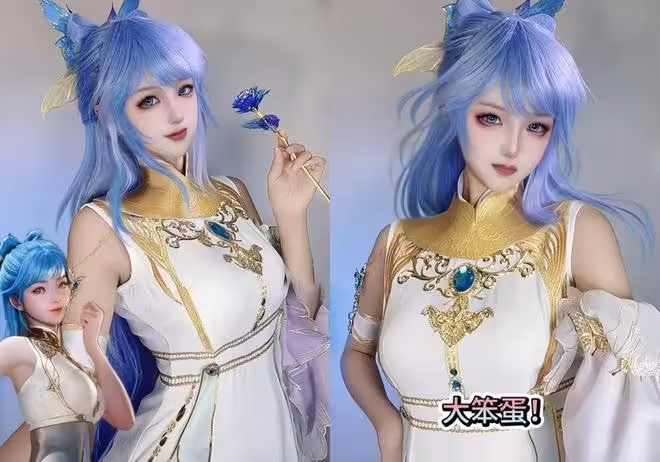 唐舞桐永劫無間聯動cos,粉藍長發絕美,衣服建模比動漫還美!