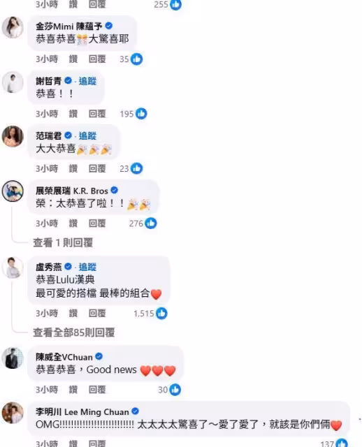 重看3遍「Lulu陳漢典結婚文」才敢信！　百名藝人震驚反應總整理