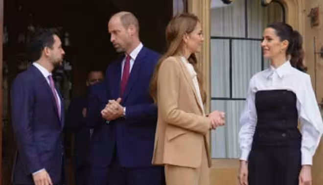 約旦王儲夫婦與威廉凱特溫莎城堡同框,細節甜到齁!