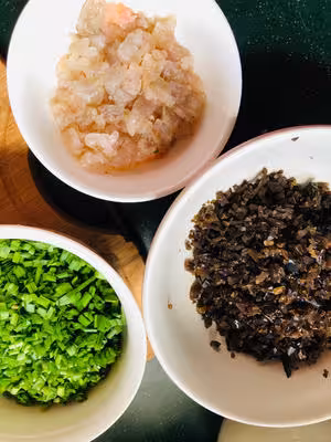 三鮮餃子（豬肉、鮮蝦、黑木耳、韭菜餡），真鮮🦐