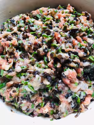 三鮮餃子（豬肉、鮮蝦、黑木耳、韭菜餡），真鮮🦐