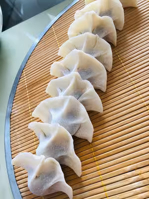三鮮餃子（豬肉、鮮蝦、黑木耳、韭菜餡），真鮮🦐