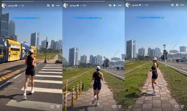 高雄輕軌旁「白帽慢跑女子」竟是TWICE志效! 網讚嘆:今晚還有一場欸