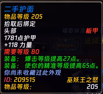 魔獸時光服：叮號贈送的205裝備預覽