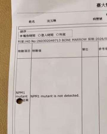 快訊／沈玉琳宣布出院！　住院7個月「曬檢測報告書」治療成功