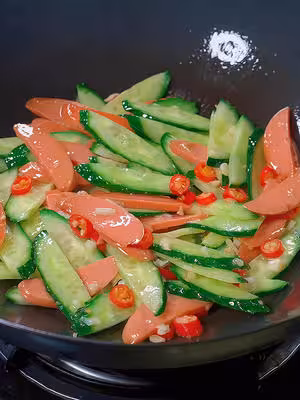 黃瓜雞蛋炒火腿