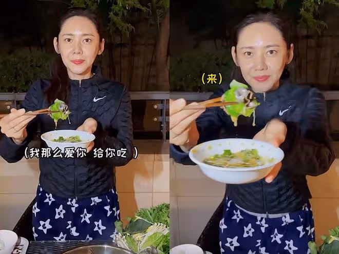 秋瓷炫夫婦吃火鍋，將鵪鶉蛋認成豆腐，大口吃肉不忘投喂老公