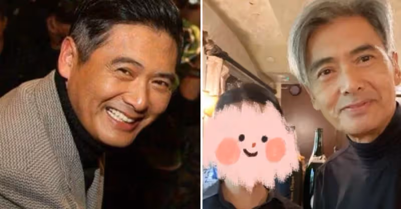 67歲周潤發與女粉絲合影！「滿頭白髪」身形精瘦，五官帥氣「謙遜低調」氣質儒雅，網友：相由心生