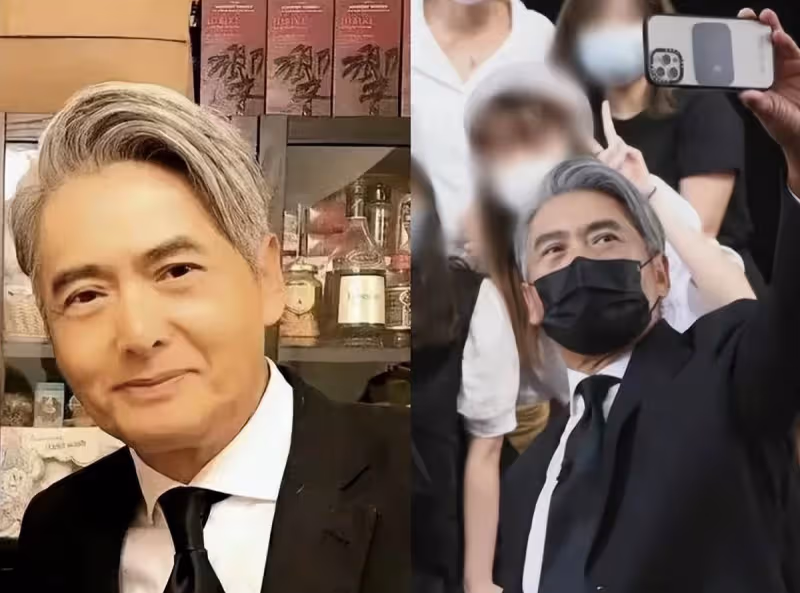 67歲周潤發與女粉絲合影!「滿頭白髪」身形精瘦,五官帥氣「謙遜低調」氣質儒雅,網友:相由心生
