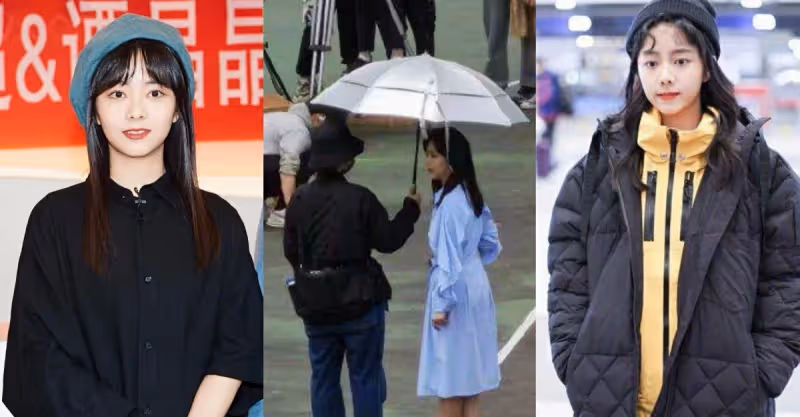 譚松韻真的少女感太強，黑色襯衫裙搭配貝雷帽，完全看不出年齡感
