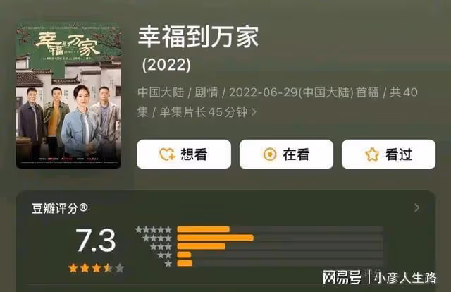 《幸福到萬家》豆瓣7.3分超預期?主角演員隻字未提,答案好真實