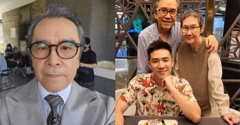 TVB老戲骨姜大衛為帥氣兒子慶生摟著太太甜蜜拍慶生照