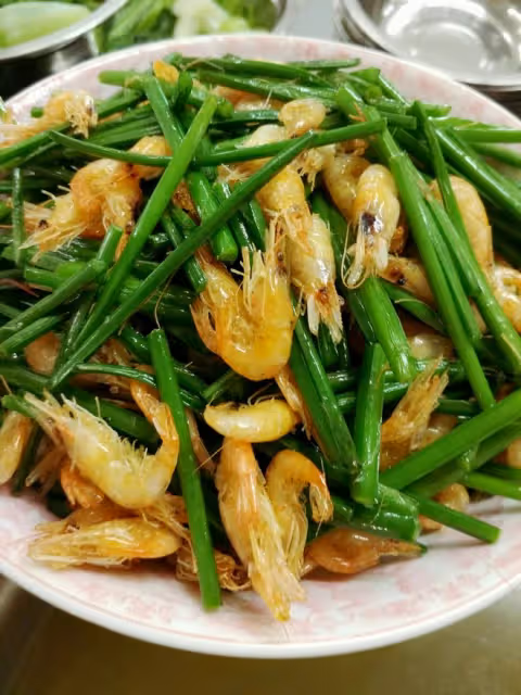 小河蝦炒韭菜心
