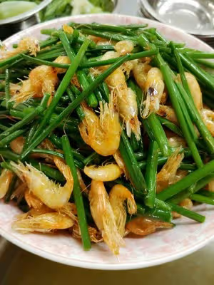 小河蝦炒韭菜心