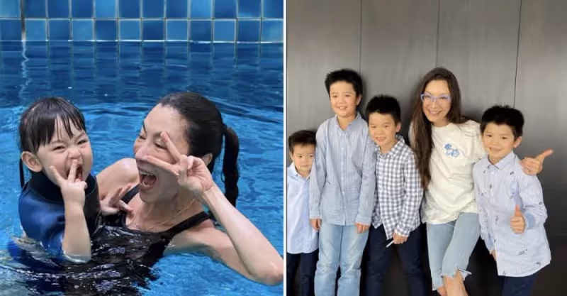 59歲「楊紫瓊」曬泳裝照，懷抱孫女水中比耶嬉鬧，渾身濕透皮膚超白，天倫之樂讓人羨慕