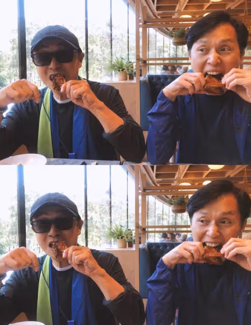 米雪參加聚會,被65歲男星摟肩關係好,劉松仁大口吃燒雞精神奕奕