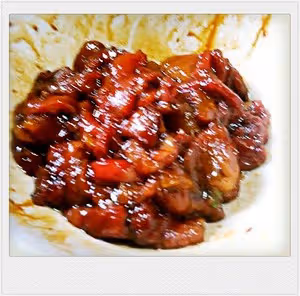 辣椒炒肉(幾乎是所有湖南大飯店裡的傳統炒法)
