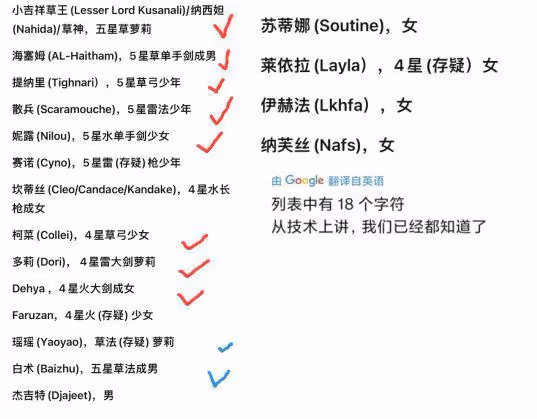 原神:總共十八位未來角色名稱,大長腿草神,散兵去掉帘子後樣子