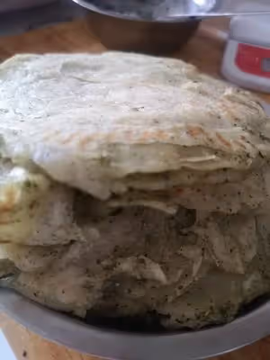 蘭州名小吃——（破皮襖）油壺喧（玉泉山莊同款）——燙麵苦豆餅