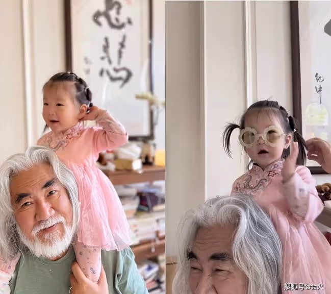 71歲張紀中罕曬帶娃照 被兩歲小女兒騎脖子