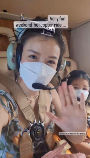 陳茵媺坐直升飛機度假,陳豪負責拍照,6歲女兒嚇到大喊媽媽