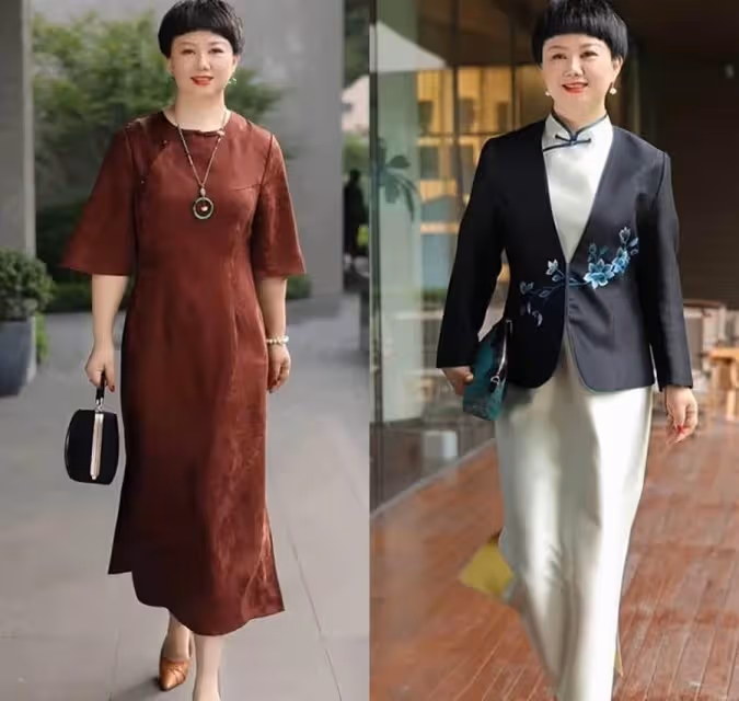 腰圓的女人，今夏穿這條「桑絲提花裙」，50、60歲顯瘦更年輕！